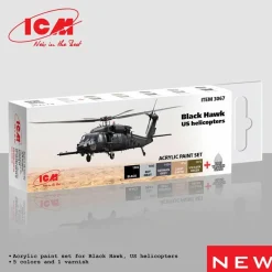 Set de peintures acryliques pour hélicoptère Black Hawk. US - ICM