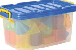 Solides géométriques translucides en plastique, set de 36, 10 formes différentes en 6 couleurs - Eduplay