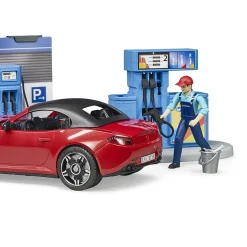 Station service bworld avec véhicule et station de lavage - Bruder