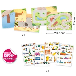 STICKERS : Stickers à relever - Véhicules - Djeco