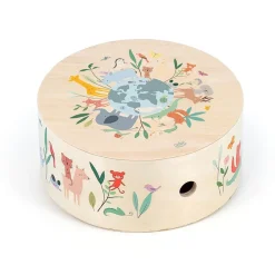 Tambour cajón en bois, Les animaux du monde - Sarah Betz - Vilac