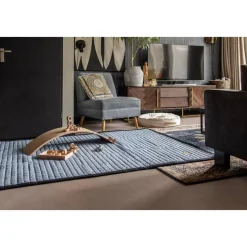 TAPIS UNI COUSU 200 X 130 : BLEU - Love by Lily