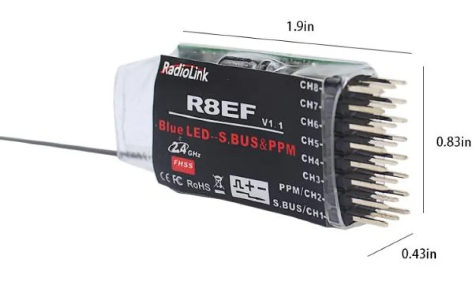 T8FB BT (Bluetooth) 8 voies M1 avec récepteur R8EF - RadioLink Be