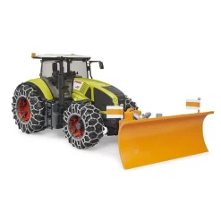 Tracteur Claas Axion 950 avec chaînes à neige et lame de niveleuse - Bruder