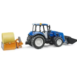 Tracteur New Holland T5. 120 avec chargeur avant, coffre de chargement et fourches - Bruder