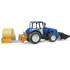 Tracteur New Holland T5. 120 avec chargeur avant, coffre de chargement et fourches - Bruder