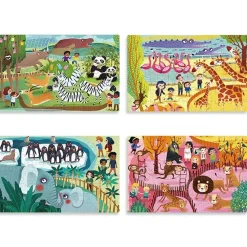 Valisette 4 puzzles - Animaux - 329 pièces - Mideer