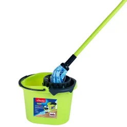 VILEDA – SET DE MÉNAGE AVEC SEAU ET BALAI À FRANGES « COLOR LINE » - Klein